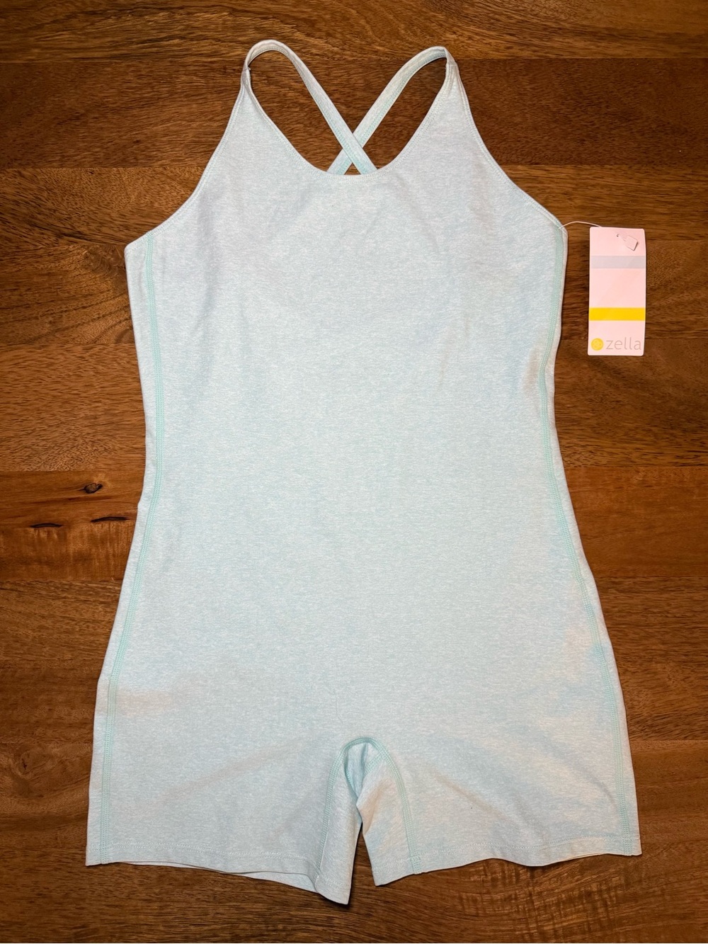 NWT Zella Girl Teal Sky Athletic One-Piece Unitard Romper